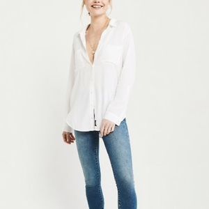 NWOT Abercrombie Boyfriend White Button Down